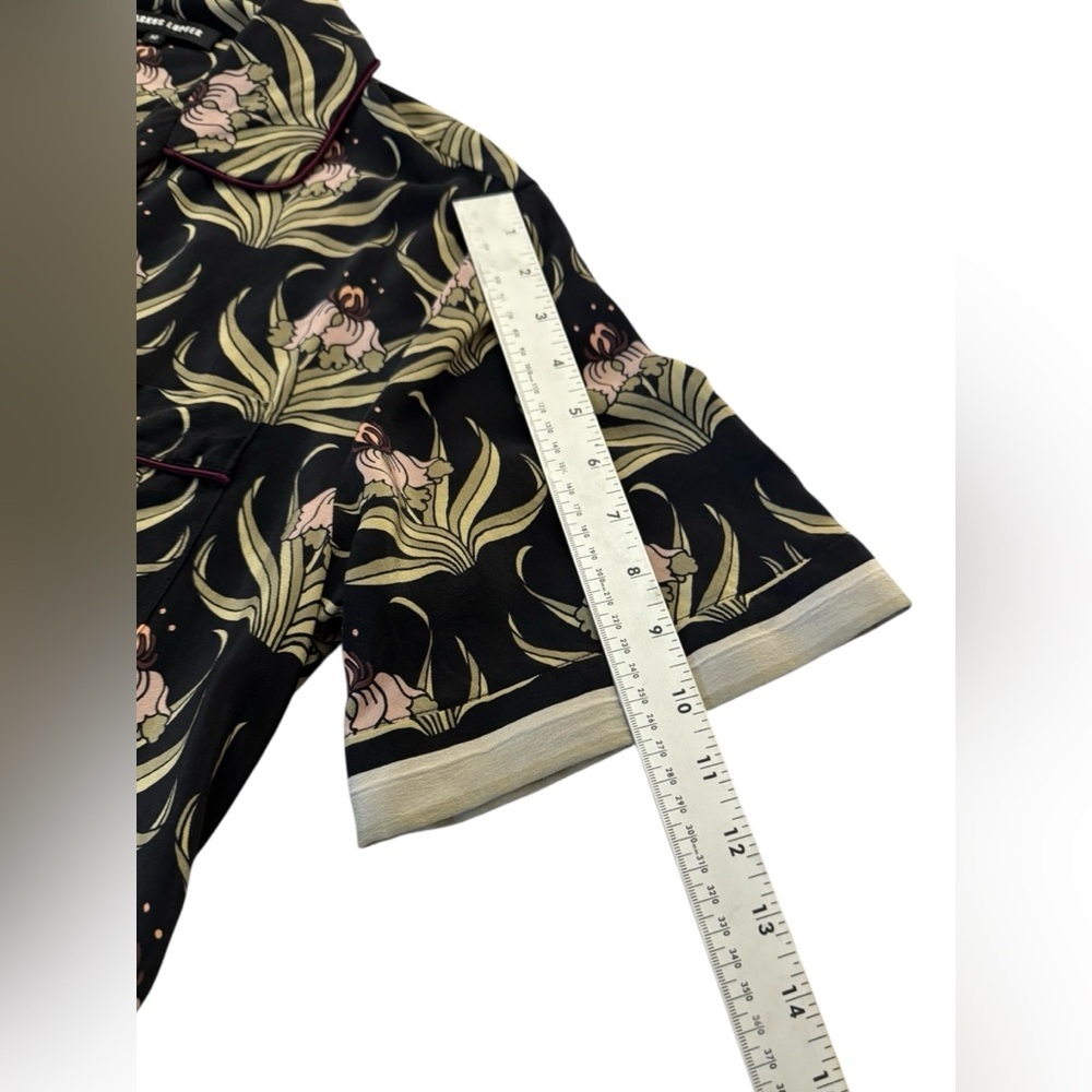 Markus Lupfer Floral Silk Pajama Shirt Belt Medium - Picture 9 of 13